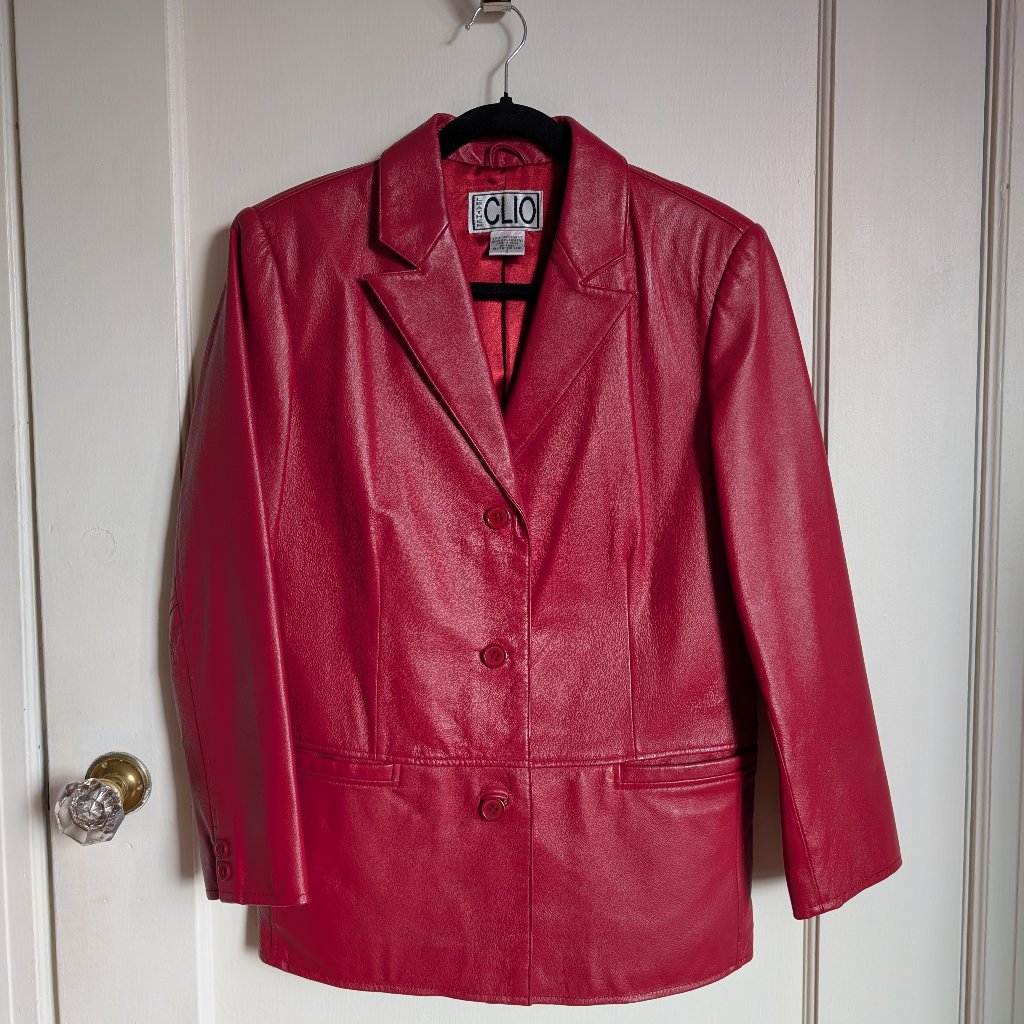 Vintage Red Leather Blazer